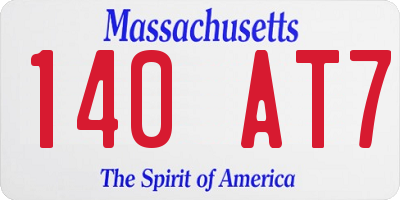MA license plate 140AT7