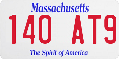 MA license plate 140AT9