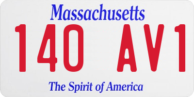 MA license plate 140AV1