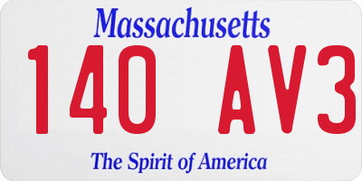 MA license plate 140AV3