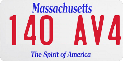 MA license plate 140AV4