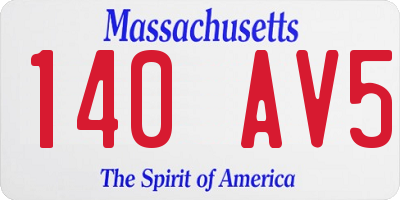 MA license plate 140AV5