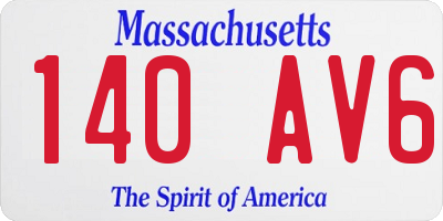 MA license plate 140AV6