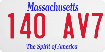 MA license plate 140AV7