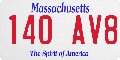 MA license plate 140AV8