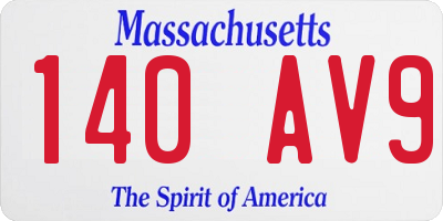 MA license plate 140AV9