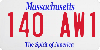 MA license plate 140AW1
