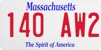 MA license plate 140AW2