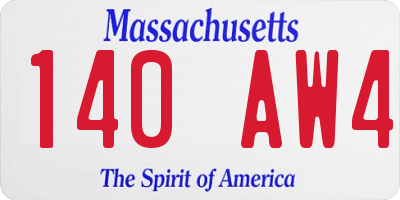 MA license plate 140AW4