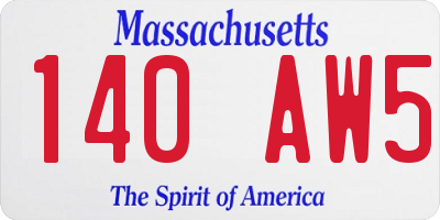 MA license plate 140AW5