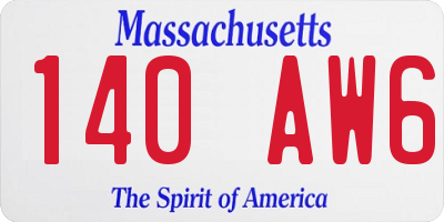 MA license plate 140AW6