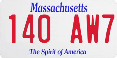 MA license plate 140AW7