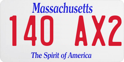 MA license plate 140AX2
