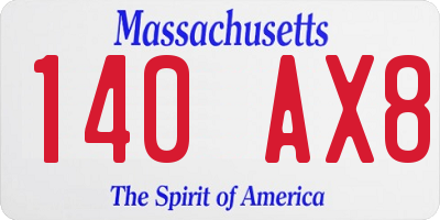 MA license plate 140AX8