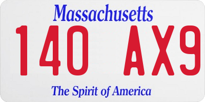MA license plate 140AX9