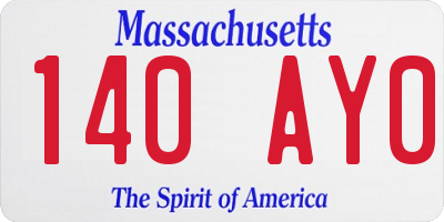 MA license plate 140AY0