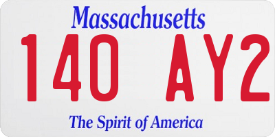 MA license plate 140AY2