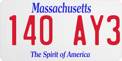 MA license plate 140AY3