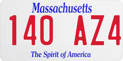 MA license plate 140AZ4