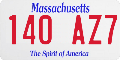 MA license plate 140AZ7