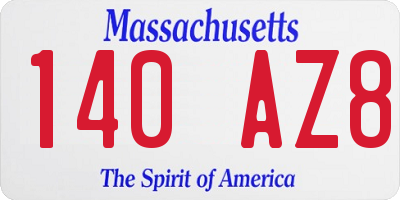 MA license plate 140AZ8