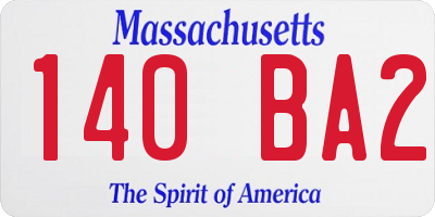 MA license plate 140BA2