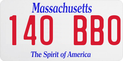 MA license plate 140BB0