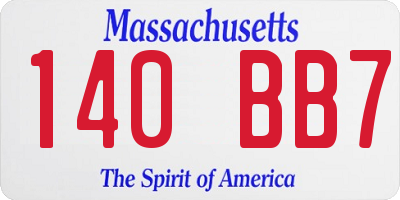 MA license plate 140BB7