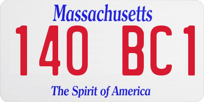 MA license plate 140BC1