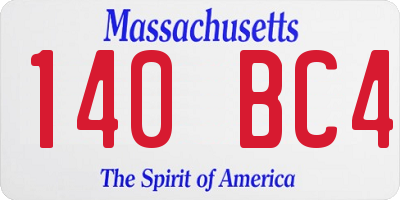 MA license plate 140BC4