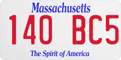 MA license plate 140BC5