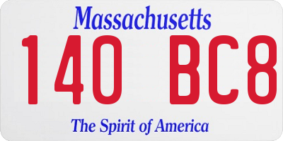 MA license plate 140BC8