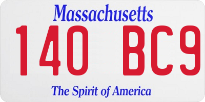 MA license plate 140BC9