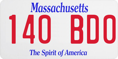 MA license plate 140BD0