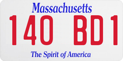 MA license plate 140BD1
