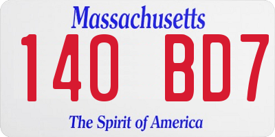 MA license plate 140BD7