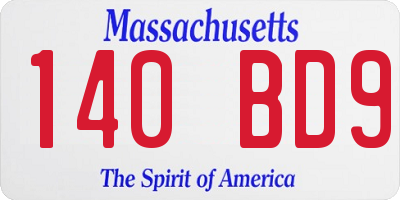MA license plate 140BD9