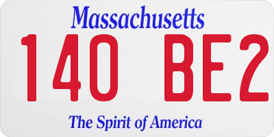 MA license plate 140BE2