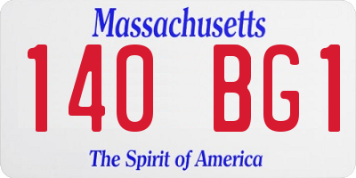 MA license plate 140BG1
