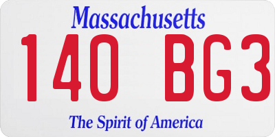 MA license plate 140BG3