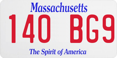 MA license plate 140BG9