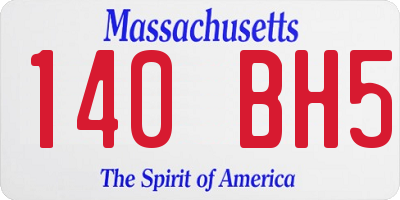 MA license plate 140BH5