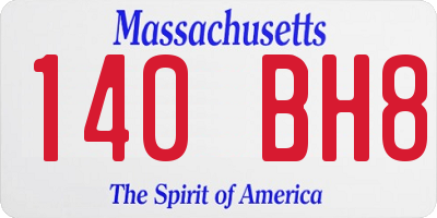 MA license plate 140BH8