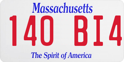 MA license plate 140BI4