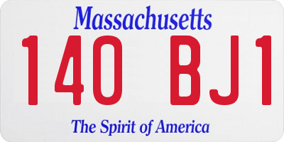 MA license plate 140BJ1
