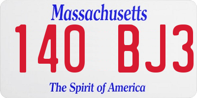 MA license plate 140BJ3
