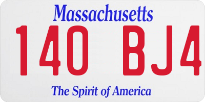 MA license plate 140BJ4