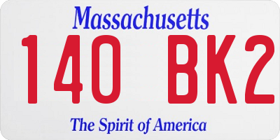 MA license plate 140BK2