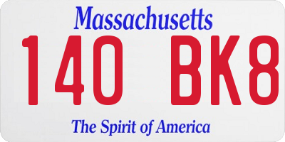 MA license plate 140BK8