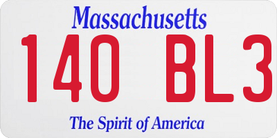 MA license plate 140BL3